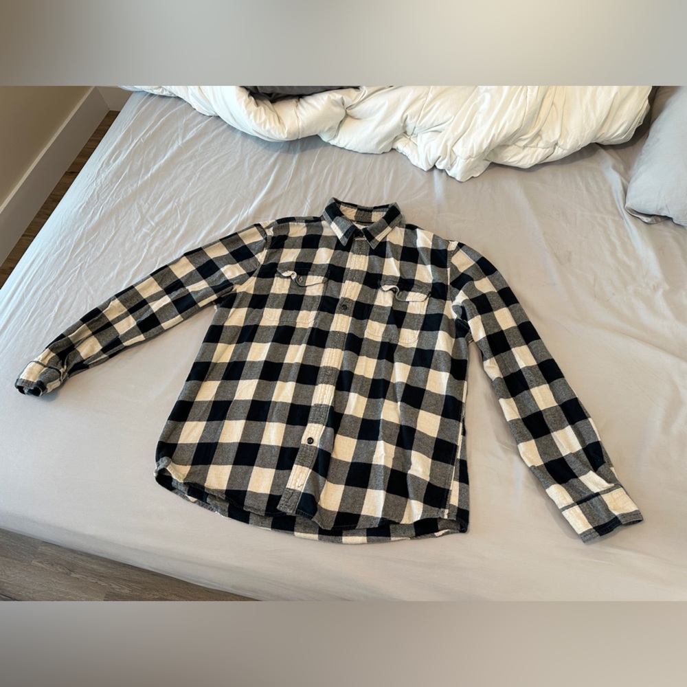 Sonoma Men’s Black & Off-White Plaid Button-Down Flannel Sz XL